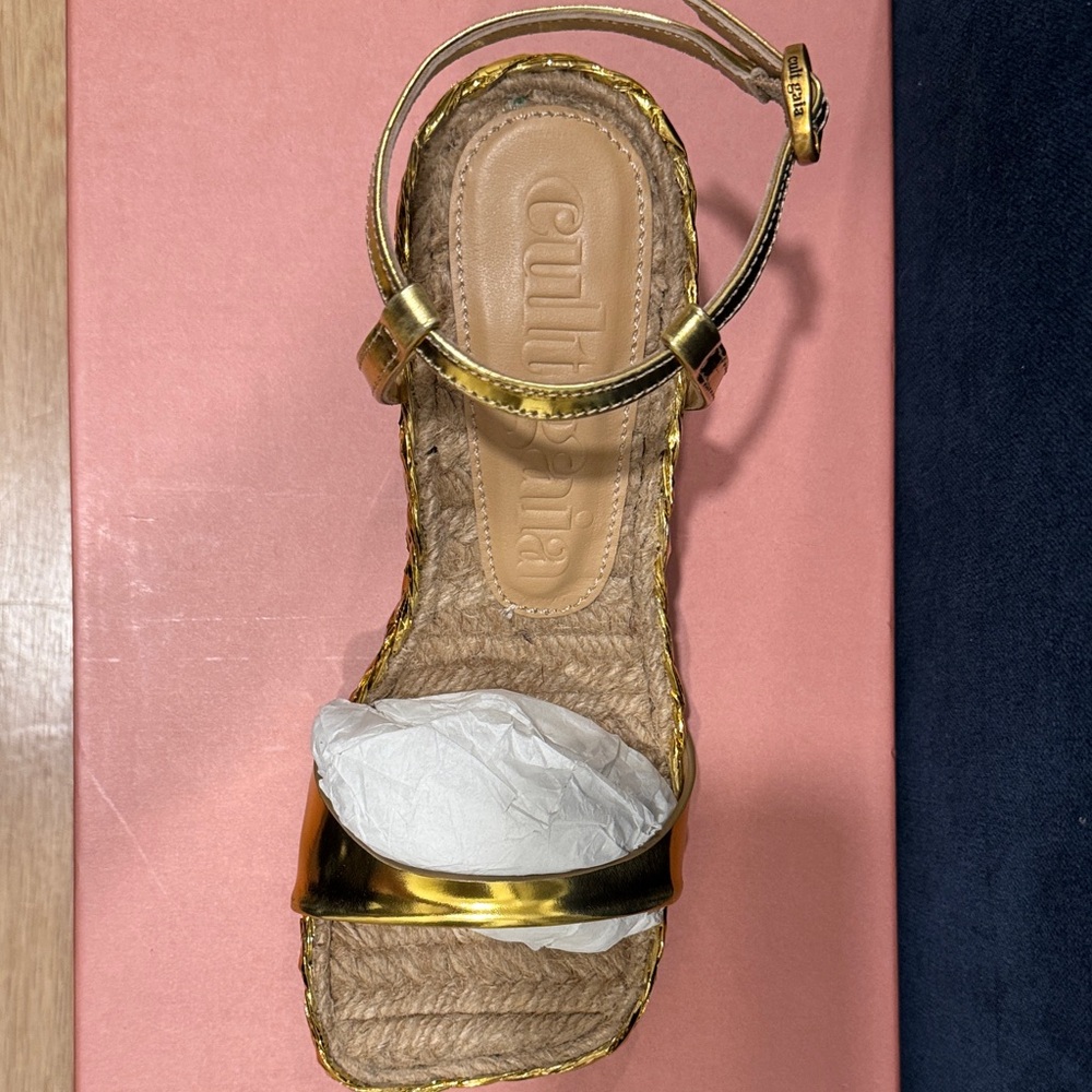 cult gaia Javiera Gold Braided Ankle-Strap Sandals - Picture 8 of 15